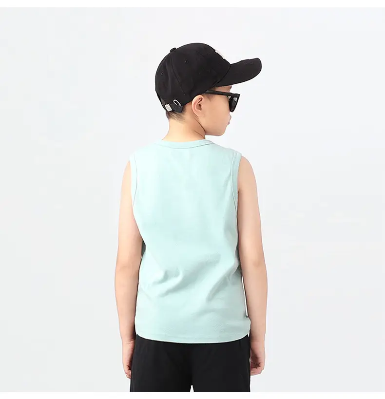 Kids Sleeveless Summer Vest Pink Solid Color — feature 38