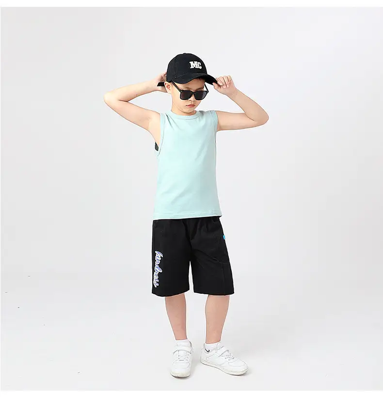 Kids Sleeveless Summer Vest Pink Solid Color — feature 39