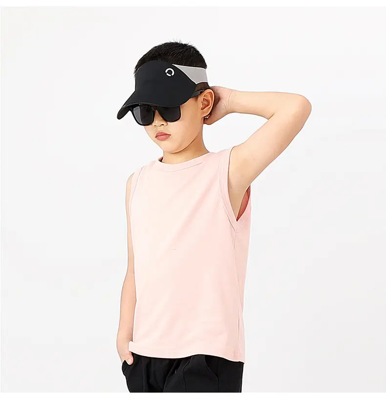 Kids Sleeveless Summer Vest Pink Solid Color — feature 41