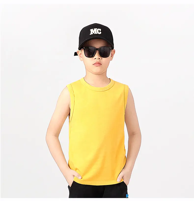 Kids Sleeveless Summer Vest Pink Solid Color — feature 44