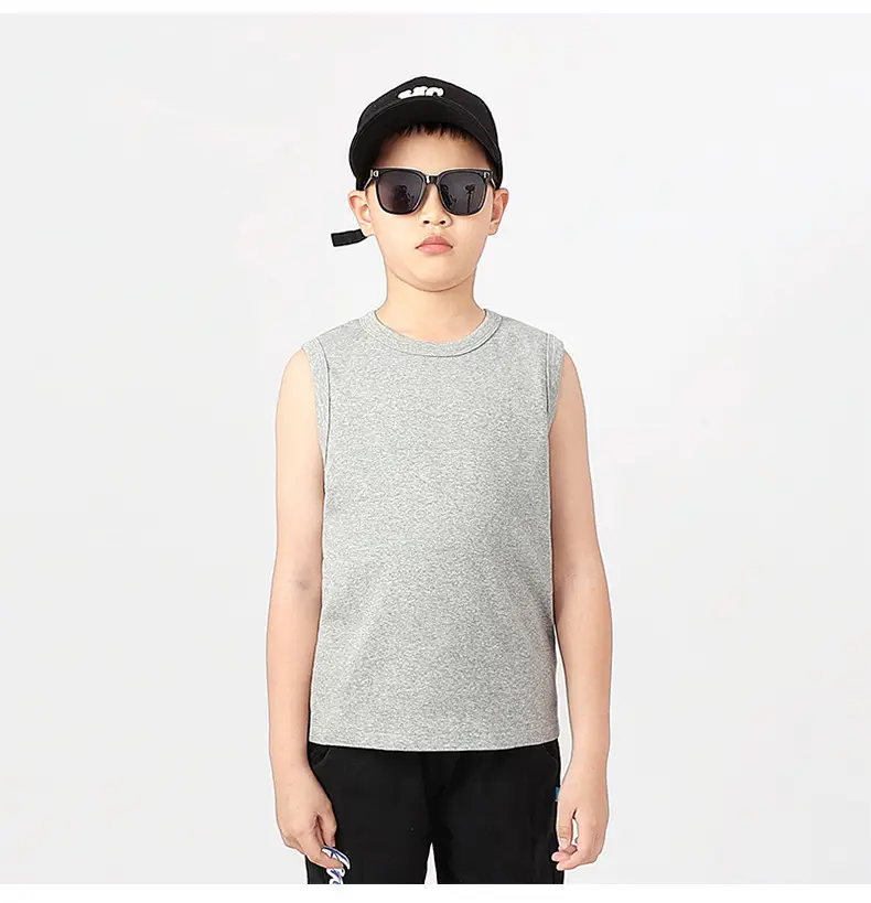 Kids Sleeveless Summer Vest Pink Solid Color — feature 48