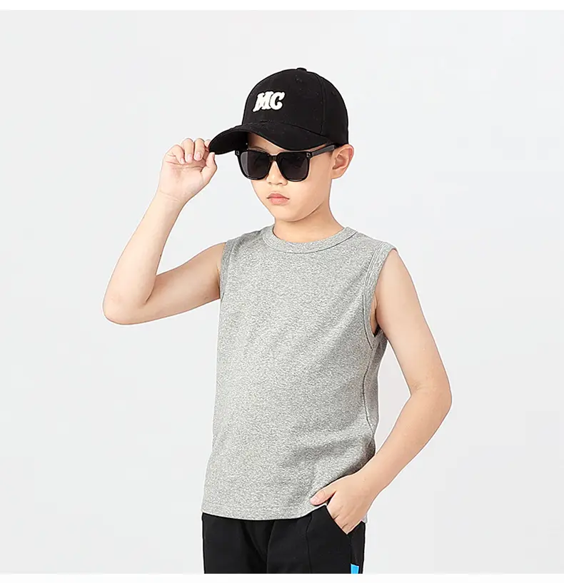 Kids Sleeveless Summer Vest Pink Solid Color — feature 49
