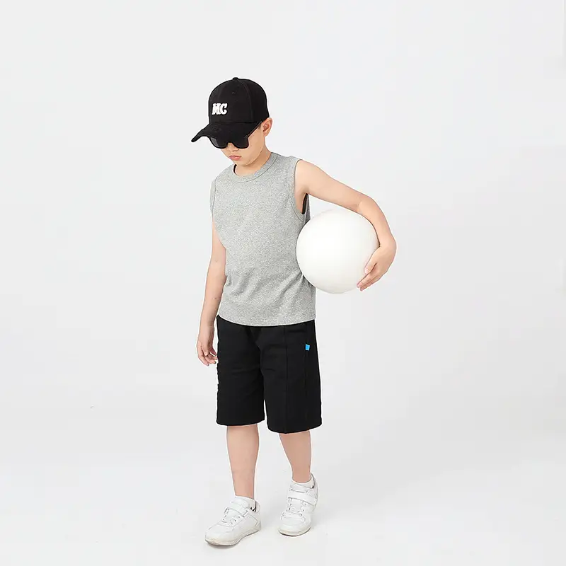Kids Sleeveless Summer Vest Pink Solid Color - Image 3