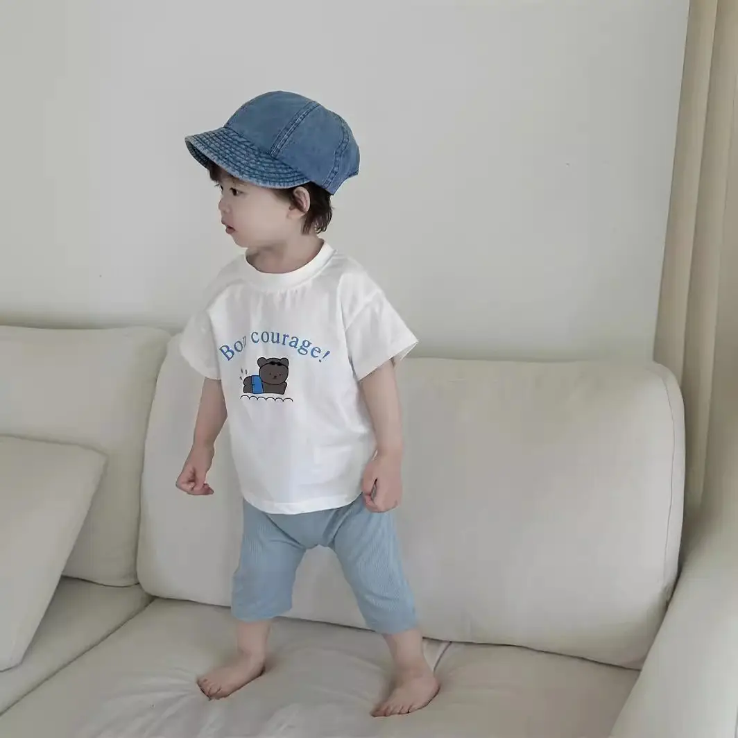 Kids Striped T-Shirt Set for Boys 2025 Summer - Image 2