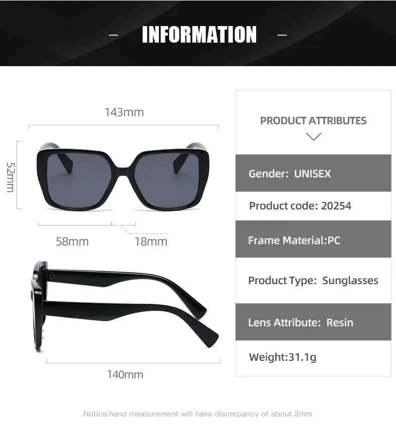 Black Frame Square Sunglasses for Women — feature 12