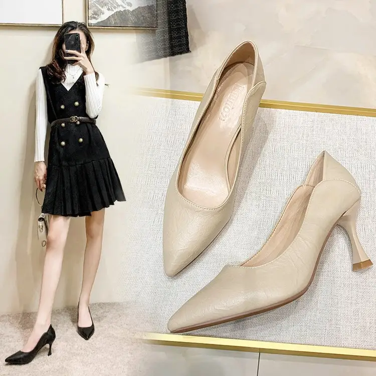 French Pointed Stiletto Heels Women Black Spring Summer — feature 4