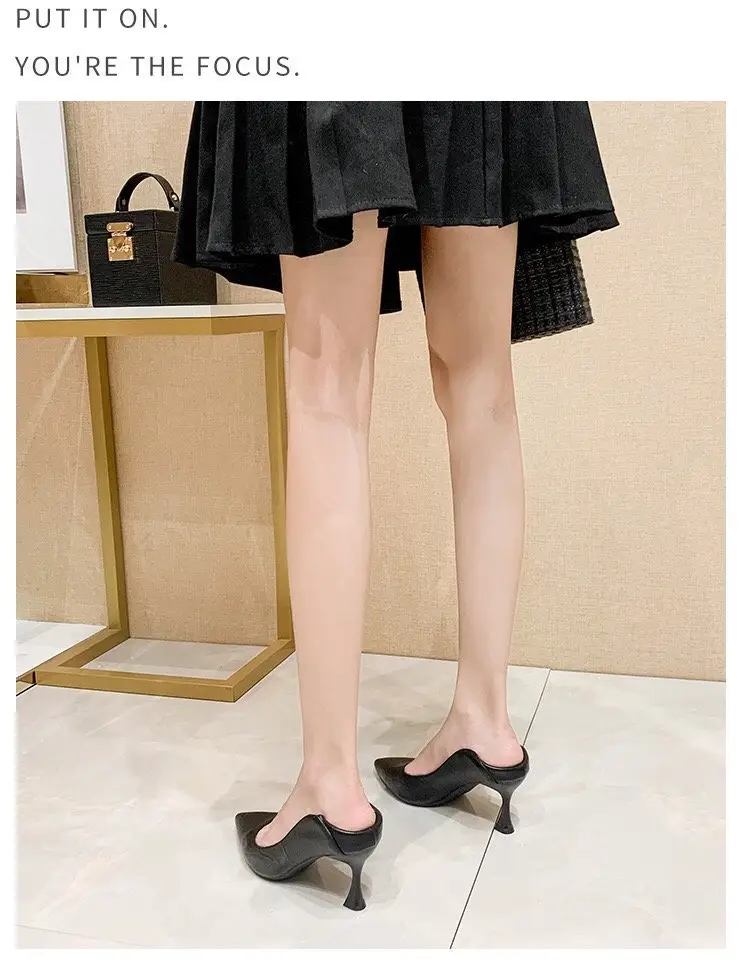 French Pointed Stiletto Heels Women Black Spring Summer — feature 6