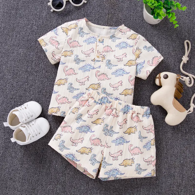 Boys Printed Dinosaur Shorts Set Baby Casual 2-Piece