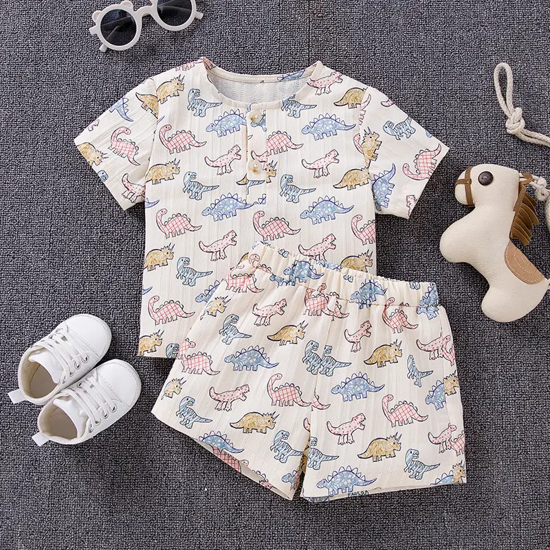 Boys Printed Dinosaur Shorts Set Baby Casual 2-Piece