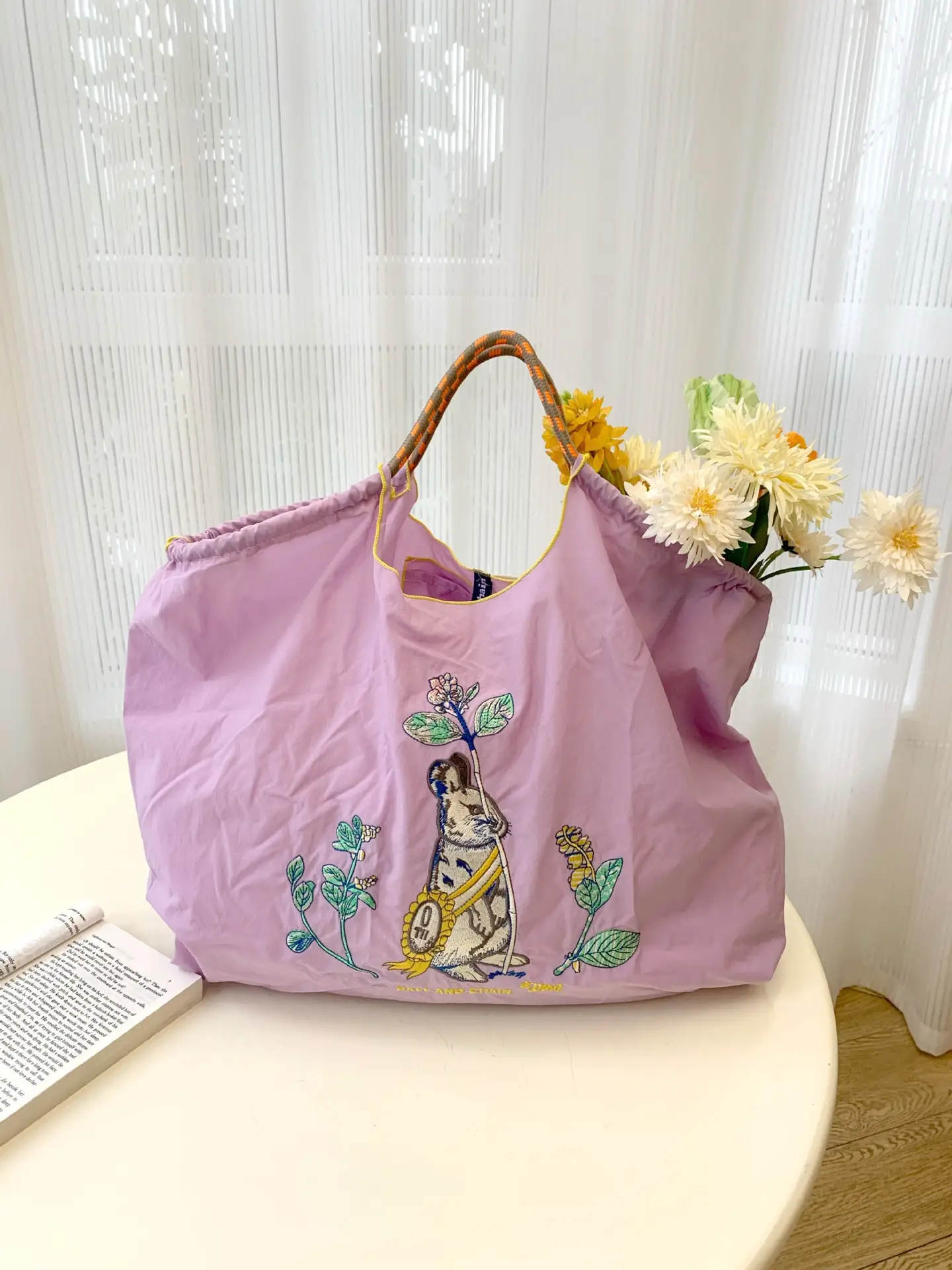Gloomy Cat Embroidered Shoulder Bag with Internet Design - Image 3