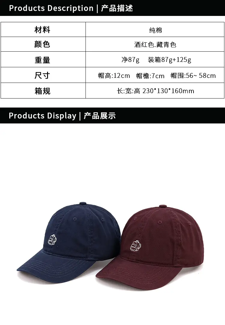 2024 Embroidered Baseball Caps Navy Burgundy Women — feature 2