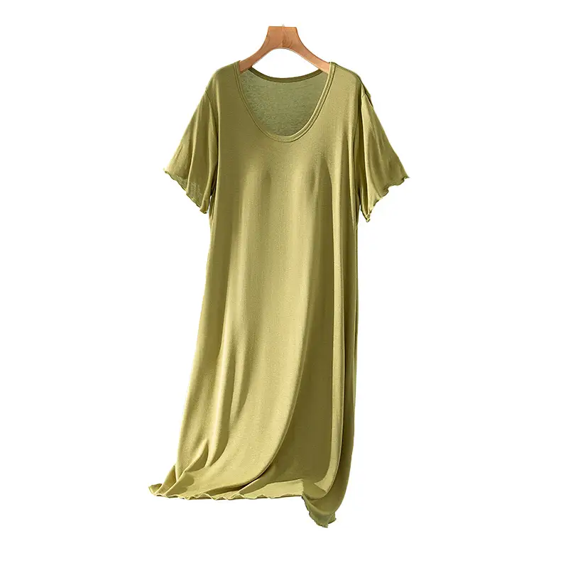 Modal One-piece Dress with Chest Pad Thin Wear-free Bra Nightdress Women's Summer Base Skirt Outer Wear A- Line Skirt