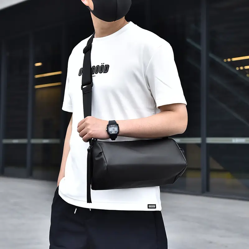 Blue Leather Crossbody Bag for Men Large Capacity - Image 5