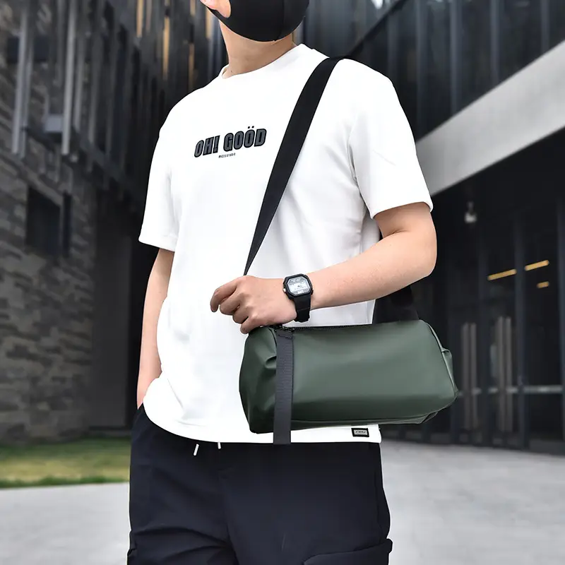 Blue Leather Crossbody Bag for Men Large Capacity - Image 6