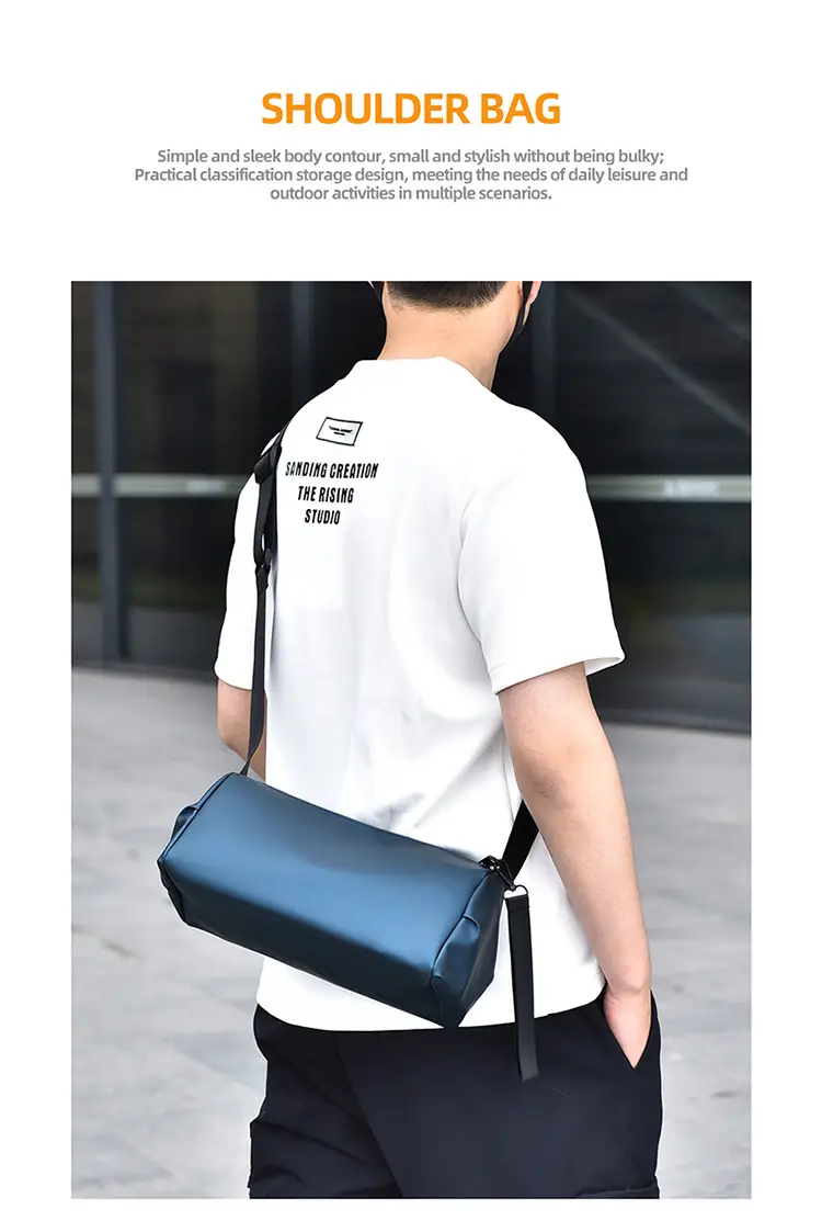 Blue Leather Crossbody Bag for Men Large Capacity — feature 5