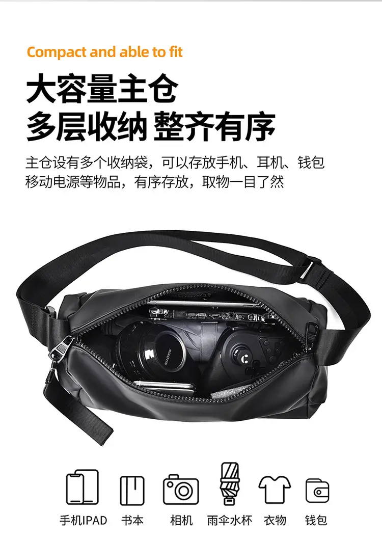 Blue Leather Crossbody Bag for Men Large Capacity — feature 8