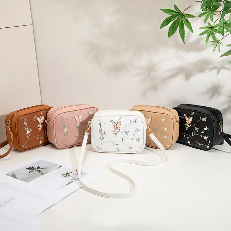 Black Embroidered Butterfly Shoulder Bag for Women - Image 6