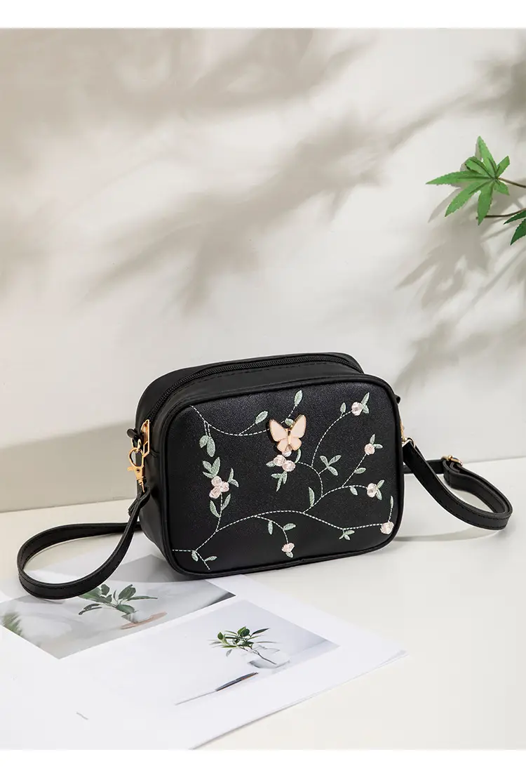 Black Embroidered Butterfly Shoulder Bag for Women — feature 31