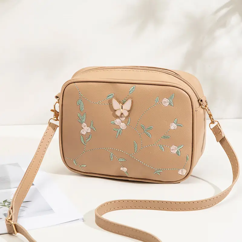 Black Embroidered Butterfly Shoulder Bag for Women - Image 3