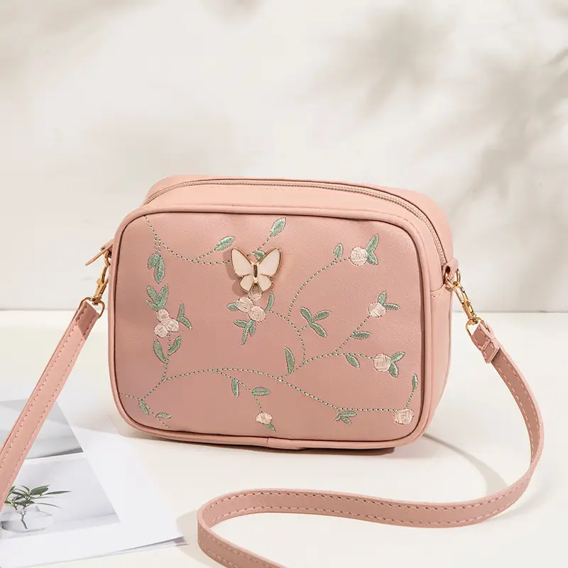 Black Embroidered Butterfly Shoulder Bag for Women - Image 4