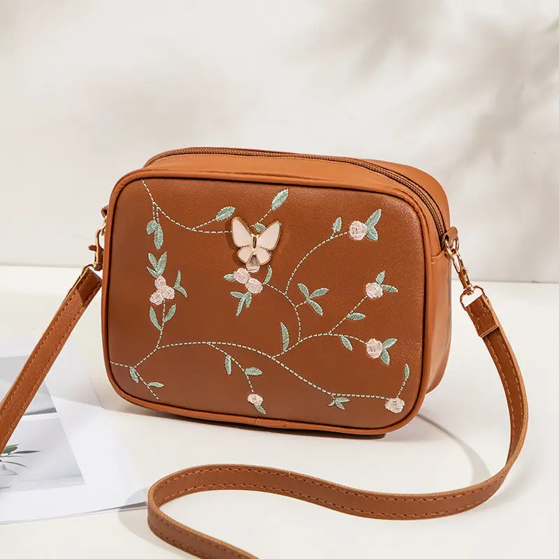 Black Embroidered Butterfly Shoulder Bag for Women - Image 5