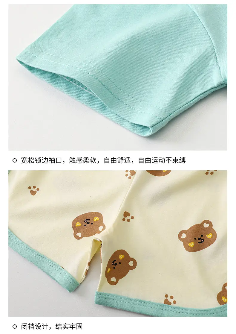 Kids Cotton Bear Print Shorts Set Summer — feature 16