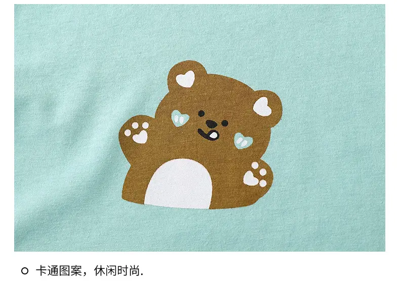Kids Cotton Bear Print Shorts Set Summer — feature 17