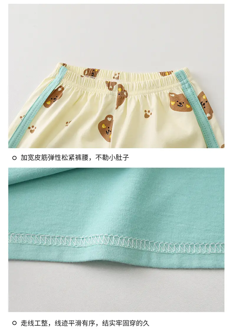 Kids Cotton Bear Print Shorts Set Summer — feature 18