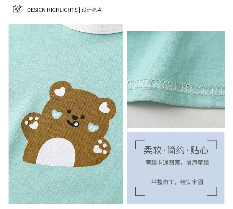 Kids Cotton Bear Print Shorts Set Summer — feature 2