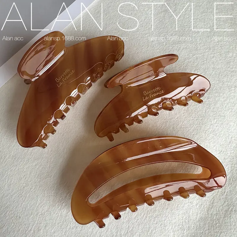 Alman Style Amber Curved Hair Clip Large Grab