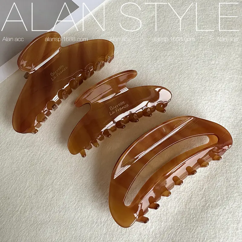 Alman Style Amber Curved Hair Clip Large Grab