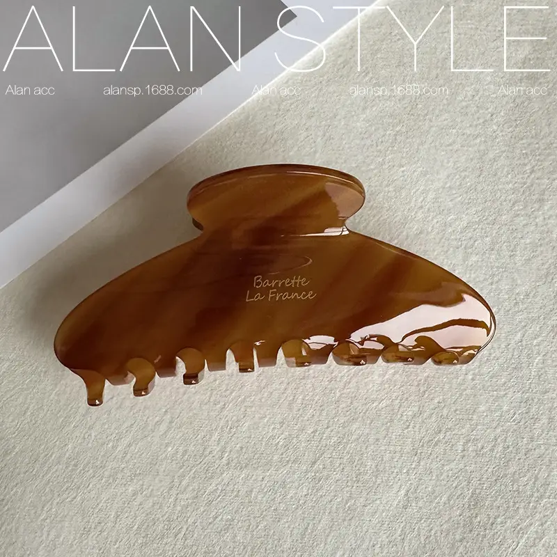 Alman Style Amber Curved Hair Clip Large Grab