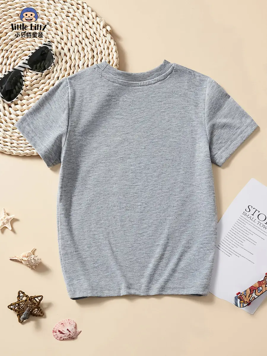 Gray Cartoon T-Shirt for Boys 2025 Summer - Image 4