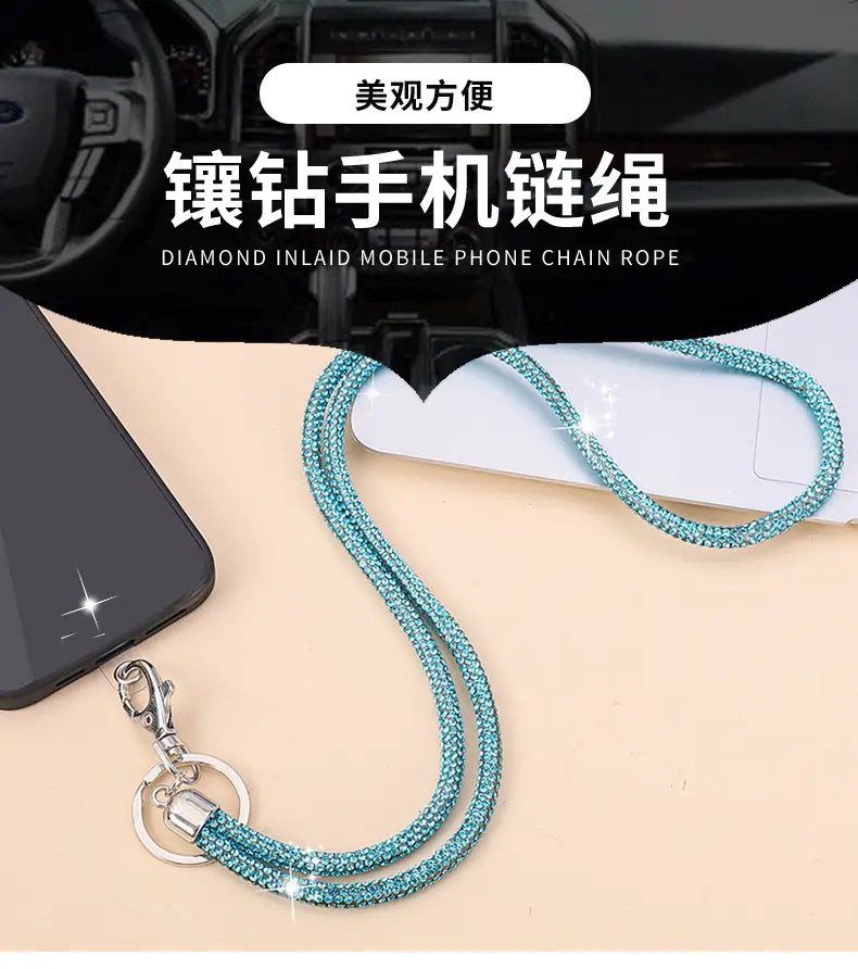 Luxury Rhinestone Phone Lanyard with Diamond Pendant — feature 2