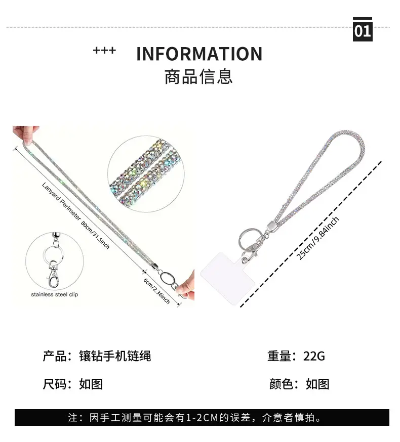 Luxury Rhinestone Phone Lanyard with Diamond Pendant — feature 3