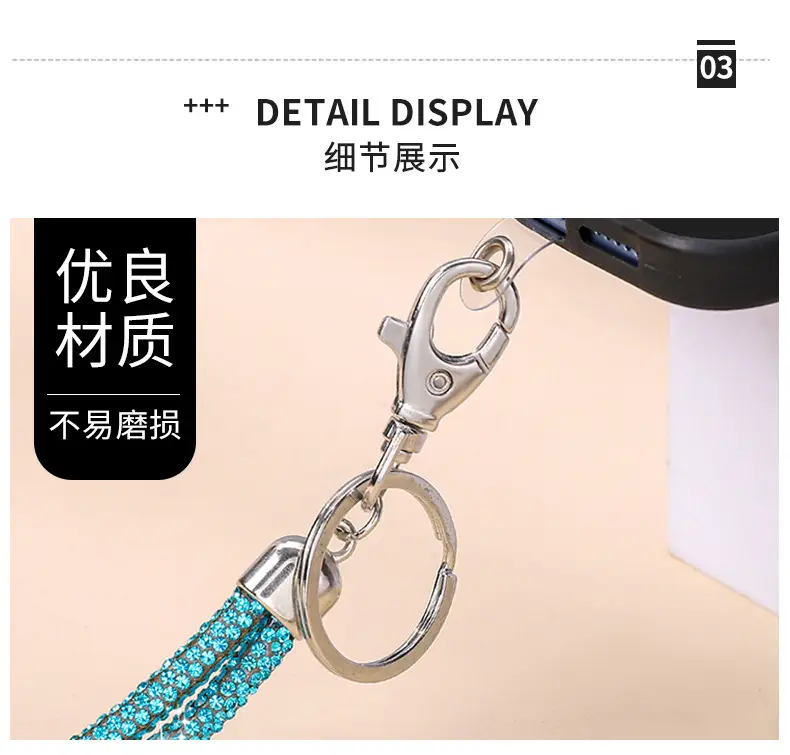 Luxury Rhinestone Phone Lanyard with Diamond Pendant — feature 6