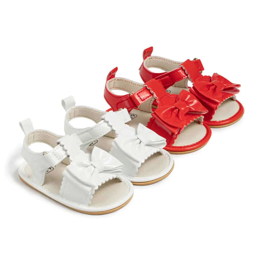 2024 new baby shoes bow hook and loop sandals breathable non-slip soft rubber bottom baby shoes baby shoes