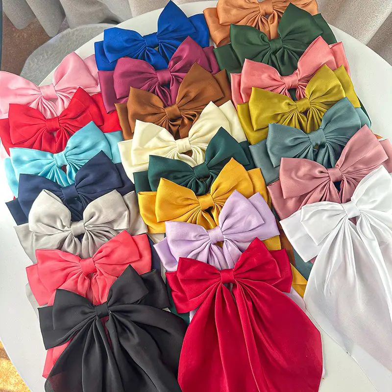 Blue Satin Chiffon Hairpin Bow for Women - Image 26