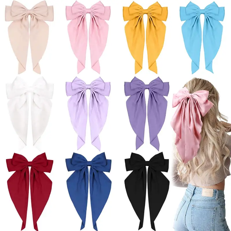 Blue Satin Chiffon Hairpin Bow for Women - Image 27