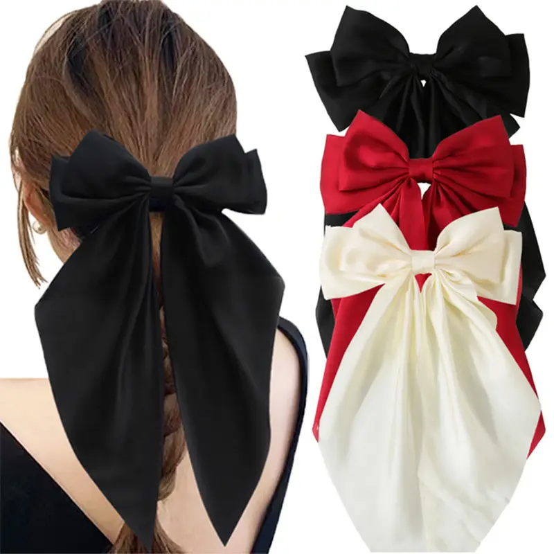 Blue Satin Chiffon Hairpin Bow for Women - Image 29