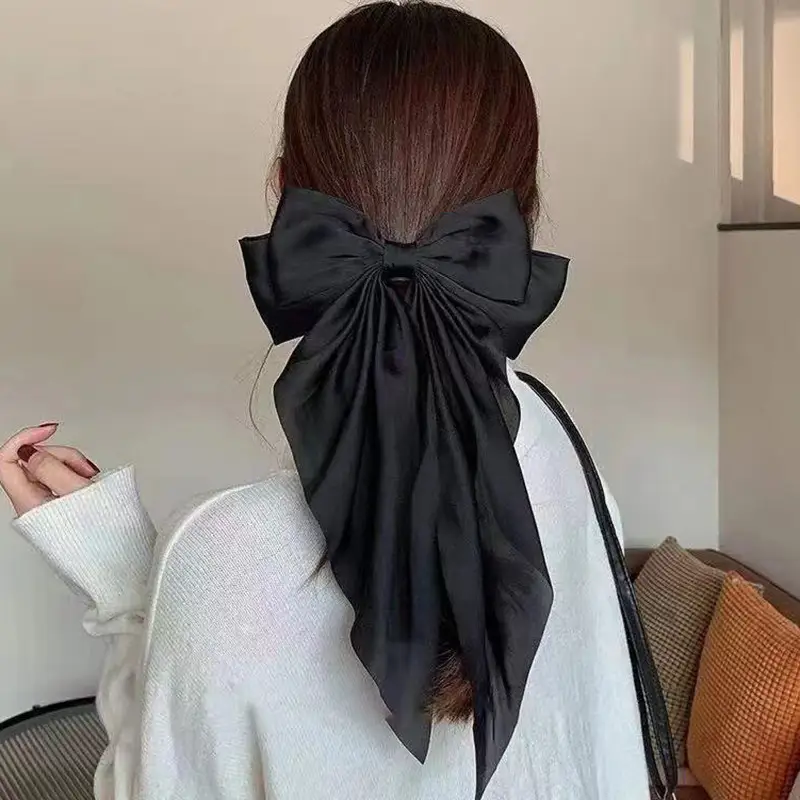Blue Satin Chiffon Hairpin Bow for Women — feature 10
