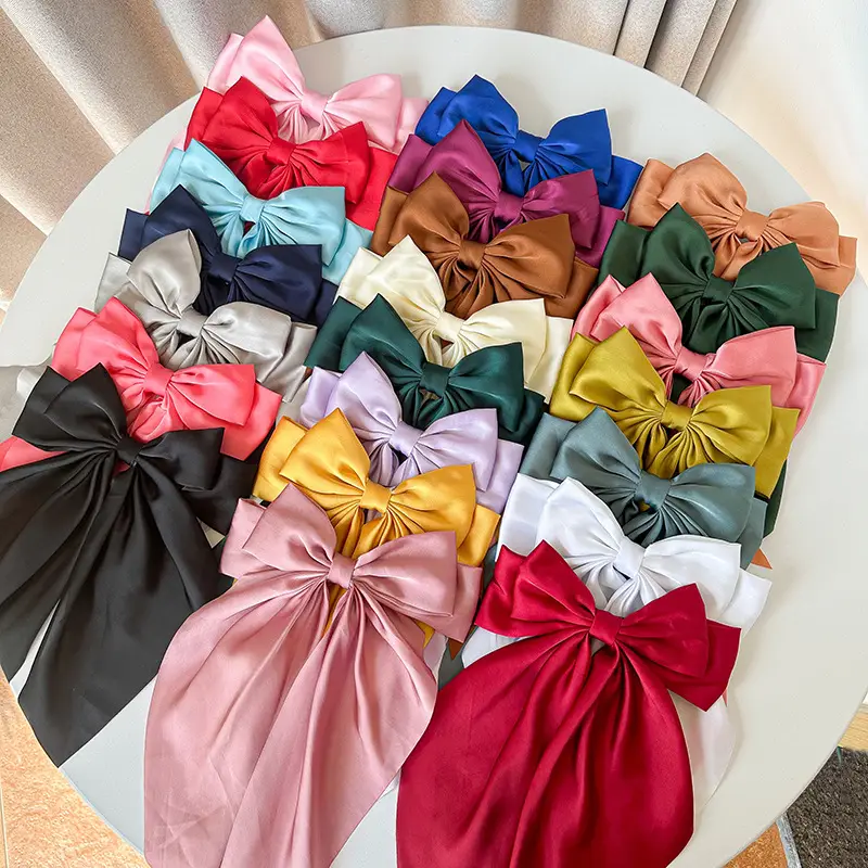 Blue Satin Chiffon Hairpin Bow for Women — feature 12