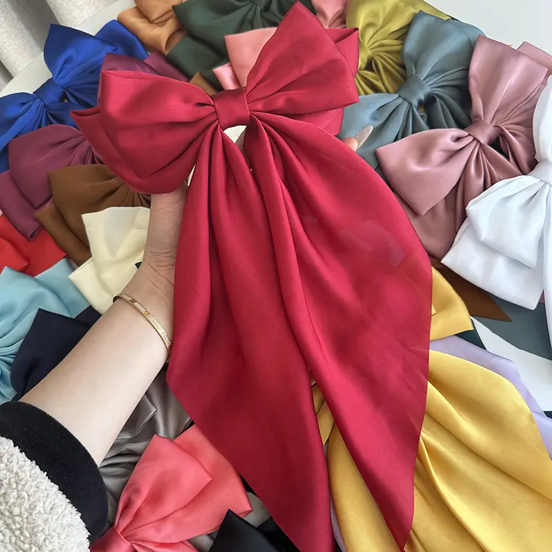 Blue Satin Chiffon Hairpin Bow for Women — feature 15