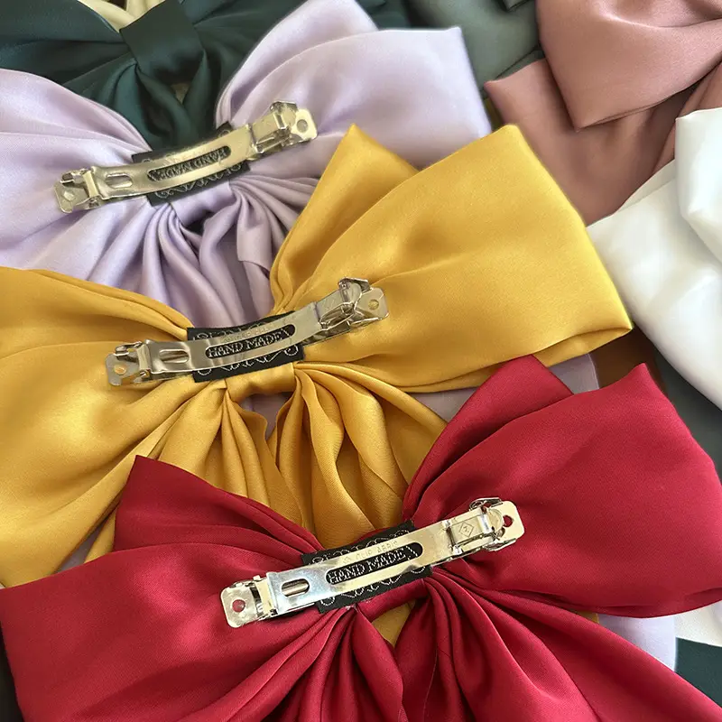 Blue Satin Chiffon Hairpin Bow for Women — feature 16