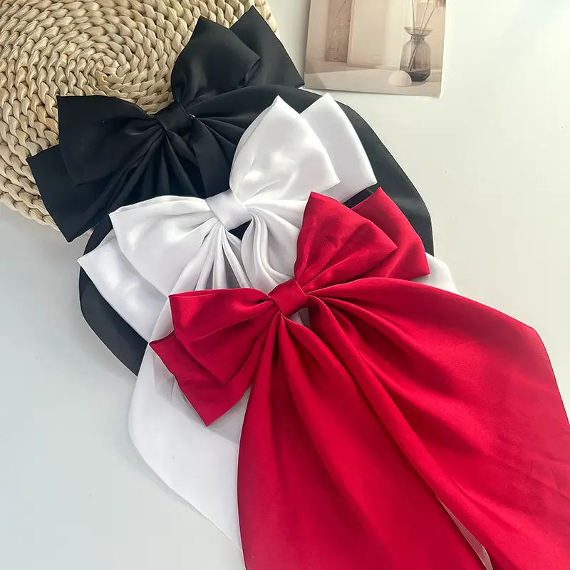 Blue Satin Chiffon Hairpin Bow for Women — feature 42