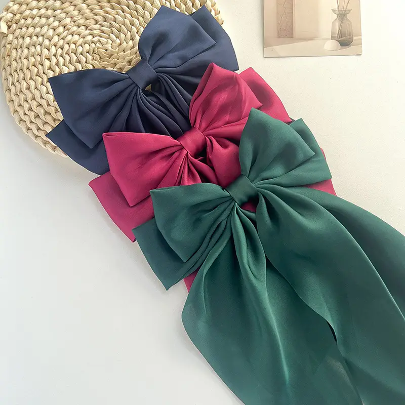 Blue Satin Chiffon Hairpin Bow for Women — feature 43