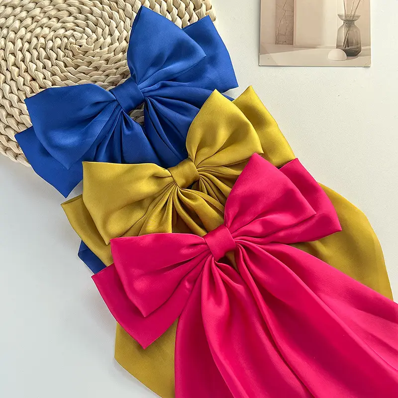 Blue Satin Chiffon Hairpin Bow for Women — feature 44