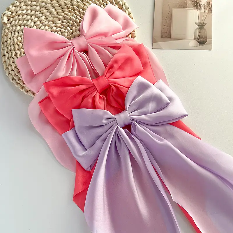 Blue Satin Chiffon Hairpin Bow for Women — feature 45