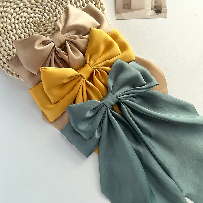 Blue Satin Chiffon Hairpin Bow for Women — feature 46