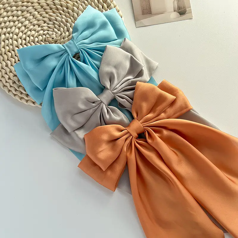 Blue Satin Chiffon Hairpin Bow for Women — feature 47
